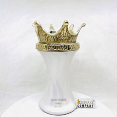 White Tea light Cremation Urn with Golden Crown -  Ash Urn - Keepsake Urn - Medium Urn for Ash - Keepsake Urns for Ashes from Keepsake Co.