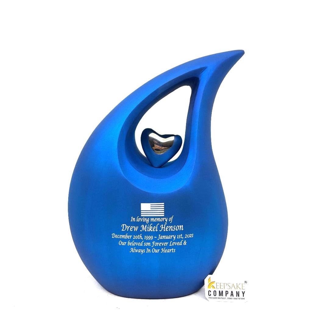 Premium Blue Teardrop Urns for Ashes Adult male - Urn - urns for human ashes adult female - Urns - Cremation Urns for Adult Ashes