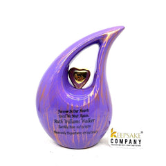Purple Golden Teardrop Cremation Urns for Human Ashes - Urn- Urns for Ashes    (6 Inches/ 15 centimetres) - Funeral Urn - Small Urn for Ash