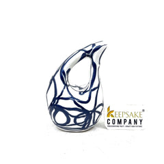 White-blue teardrop mini Cremation Urn for ashes - Personalized urn - Memorial Urn - Ash Urn - Funeral Urn - Tiny Urn - Unique Urn for Ashes