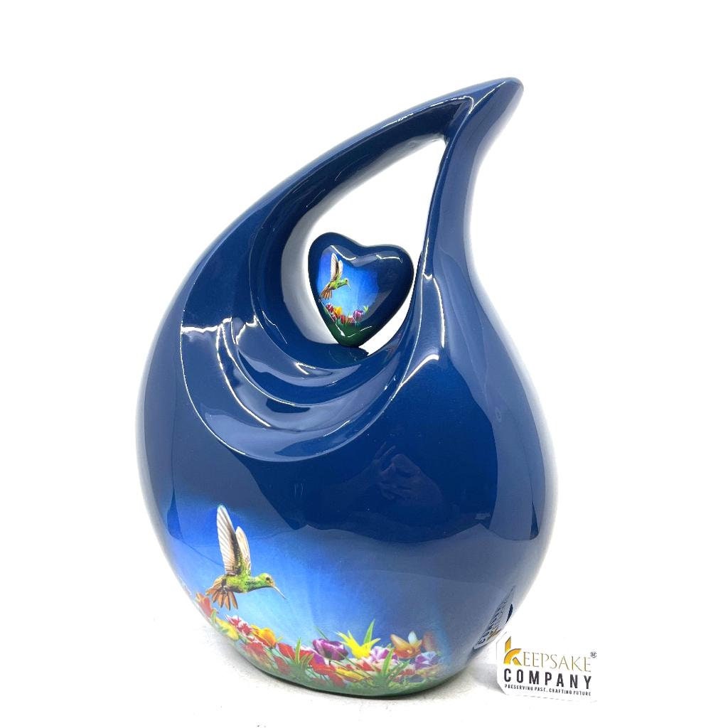 Blue Humming Bird Teardrop Cremation Urns for Ashes - Urns for Ashes - Urn - Urns - Cremation Urn - Memorial Urn - Ash Urn - Grecian Urn