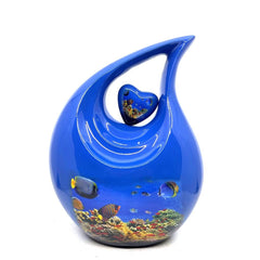 Blue Fishes in the Blue Sea Cremation Urns for Ashes - Urns for Ashes - Urn - Urns - Cremation Urn - Memorial Urn - Ash Urn - Grecian Urn