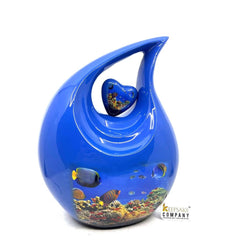 Blue Fishes in the Blue Sea Cremation Urns for Ashes - Urns for Ashes - Urn - Urns - Cremation Urn - Memorial Urn - Ash Urn - Grecian Urn