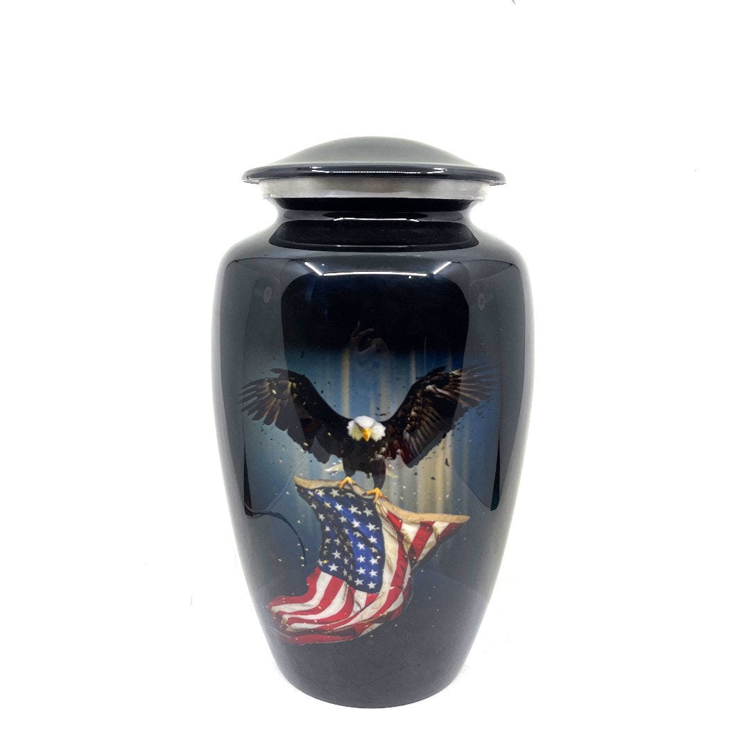 Patriotic USA Flag Adult Cremation Urn for Human Ashes - Cremation Urn - Can be Personalized - Memorial Urn - Urn for Ash - Keepsake Urn