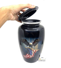 Patriotic USA Flag Adult Cremation Urn for Human Ashes - Cremation Urn - Can be Personalized - Memorial Urn - Urn for Ash - Keepsake Urn