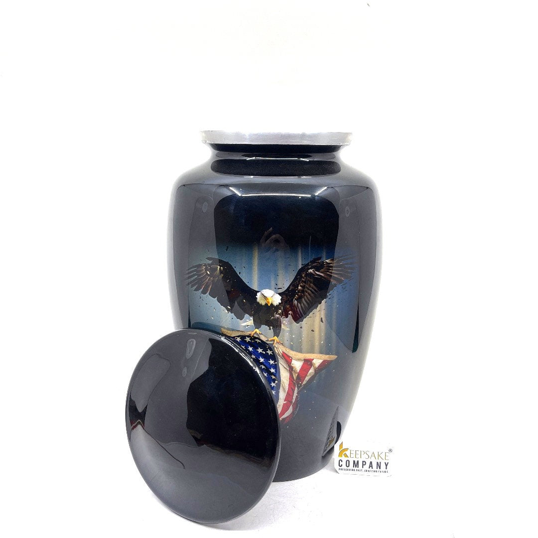 Patriotic USA Flag Adult Cremation Urn for Human Ashes - Cremation Urn - Can be Personalized - Memorial Urn - Urn for Ash - Keepsake Urn