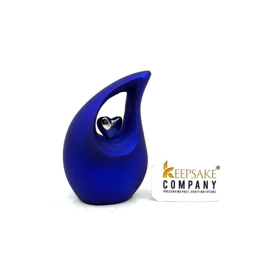 Blue teardrop mini Cremation Urn with Assorted Heart for Pet Urns - Dog Urn - Pet Memorial Urn - Urns for Pet Ashes - Small Urns for Ashes