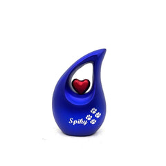 Blue teardrop mini Cremation Urn with Assorted Heart for Pet Urns - Dog Urn - Pet Memorial Urn - Urns for Pet Ashes - Small Urns for Ashes