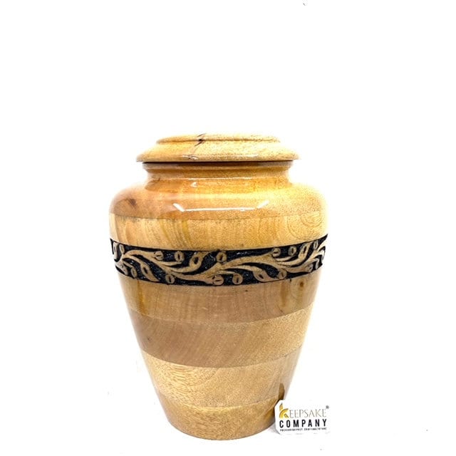 Wooden Carved Adult Cremation Urns - Wooden Urns for Ashes – Threaded Lid Funeral Urn for Human Ashes or Pet Urn for Ashes - Memorial Urn