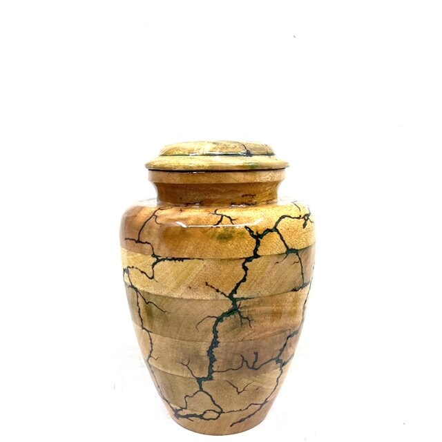 Wooden Fractal Burning Cremation Urns - Wooden Urns for Ashes – Threaded Lid Funeral Urn for Human Ashes or Pet Urn for Ashes - Memorial Urn