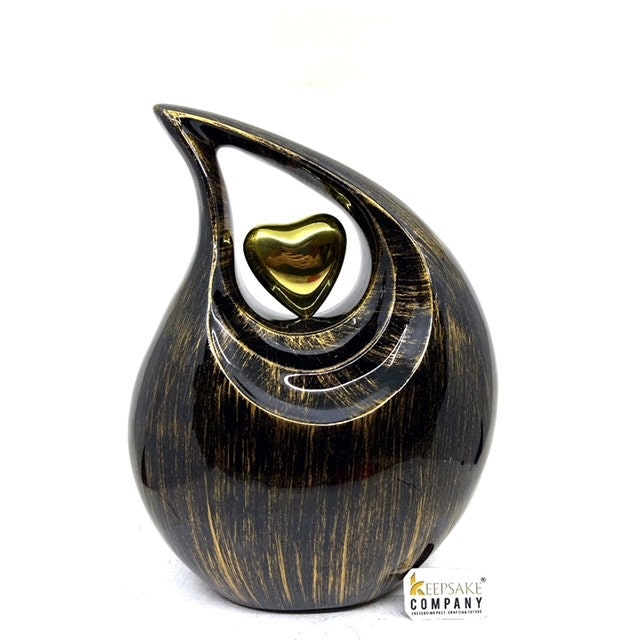 Gorgeous Golden Black Teardrop Urn - Urns for Ashes Adult male - urns for human ashes female - Cremation Urns for Adult Ashes  - Urns - Urn