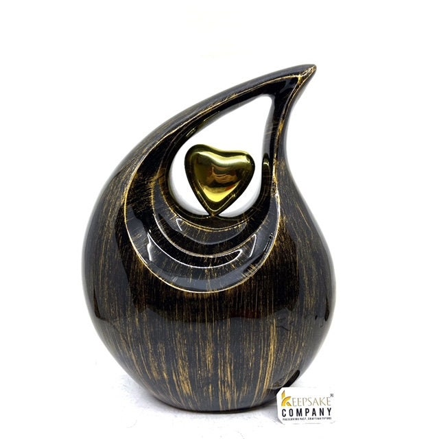 Gorgeous Golden Black Teardrop Urn - Urns for Ashes Adult male - urns for human ashes female - Cremation Urns for Adult Ashes  - Urns - Urn