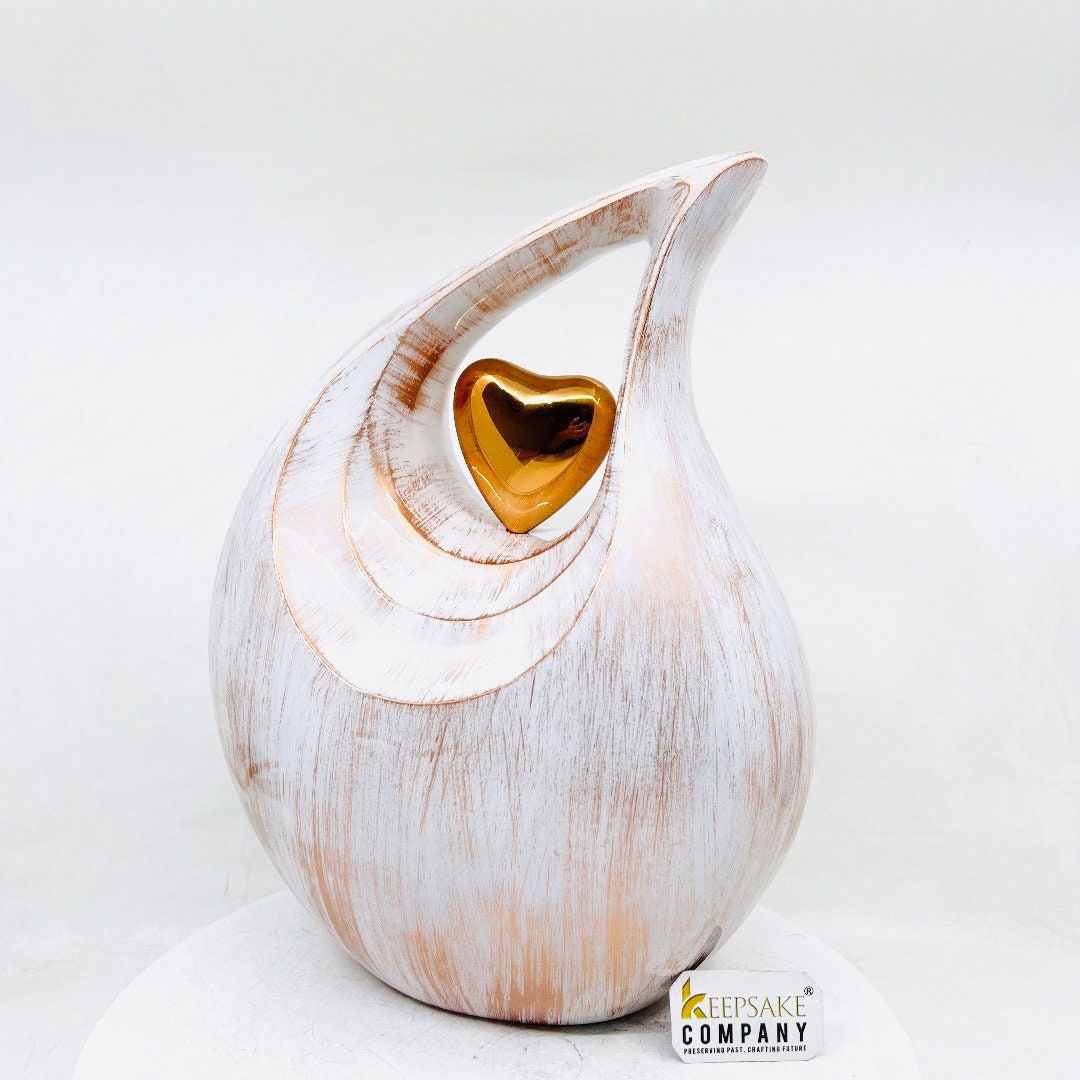 Gorgeous Copper White Teardrop Urn - Urns for Ashes Adult male - urns for human ashes female - Cremation Urns for Adult Ashes  - Urns - Urn