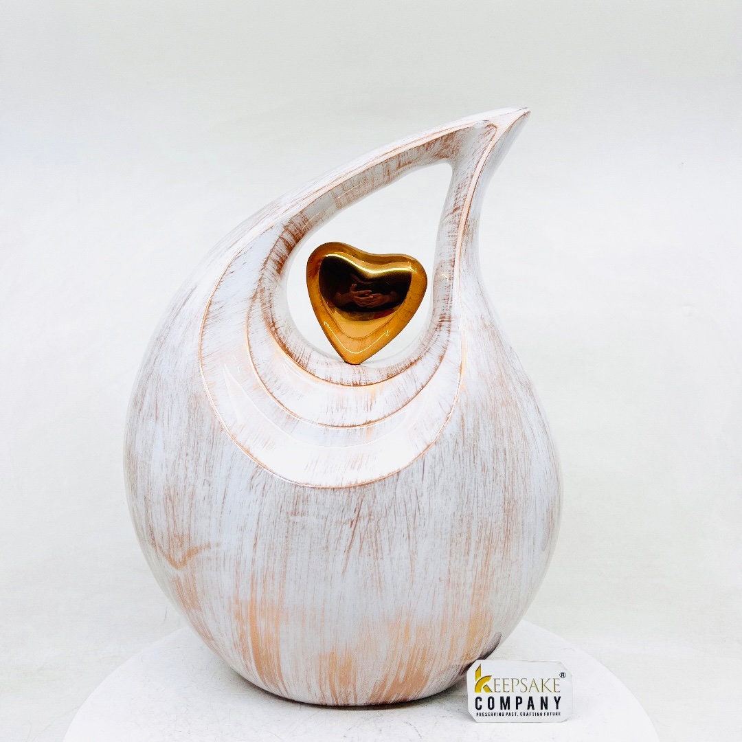 Gorgeous Copper White Teardrop Urn - Urns for Ashes Adult male - urns for human ashes female - Cremation Urns for Adult Ashes  - Urns - Urn