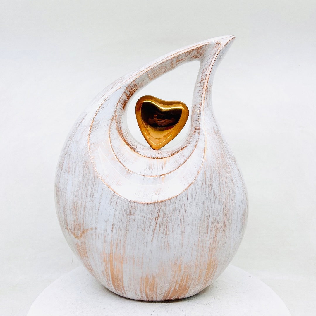 Gorgeous Copper White Teardrop Urn - Urns for Ashes Adult male - urns for human ashes female - Cremation Urns for Adult Ashes  - Urns - Urn