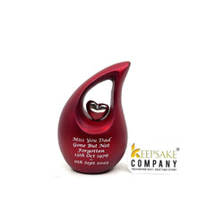 Red Teardrop Small Urns for Human Ashes with Heart - Mini Urns for Human Ashes - Ashes Urn - Keepsake Urns for Human Ashes - Mini Urn - Urne