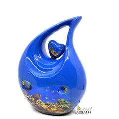 Blue Fishes in the Blue Sea Cremation Urns for Ashes - Urns for Ashes - Urn - Urns - Cremation Urn - Memorial Urn - Ash Urn - Grecian Urn