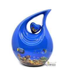 Blue Fishes in the Blue Sea Cremation Urns for Ashes - Urns for Ashes - Urn - Urns - Cremation Urn - Memorial Urn - Ash Urn - Grecian Urn