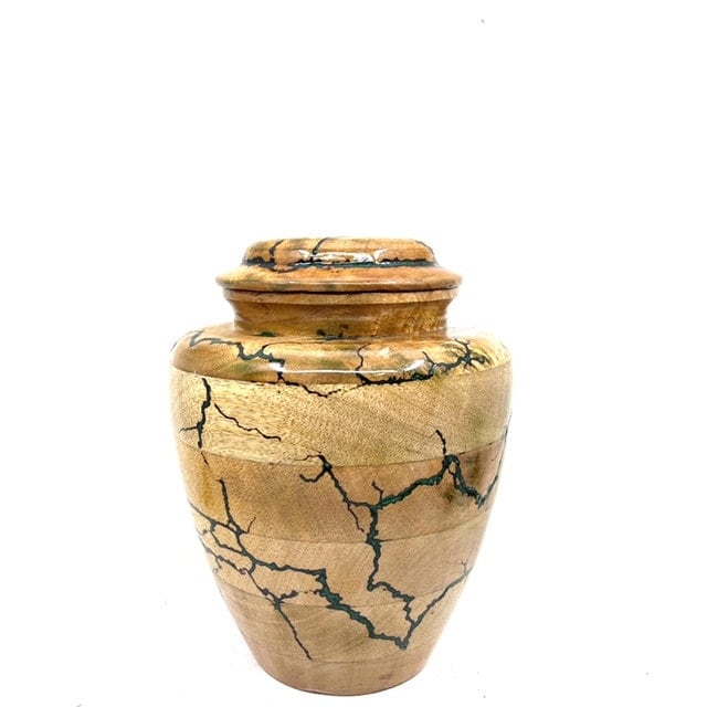 Fractal Burning Turn Wood Adult Cremation Urns - Wooden Urns for Ashes – Threaded Lid Funeral Urn for Human Ashes or Pet Urn for Ashes