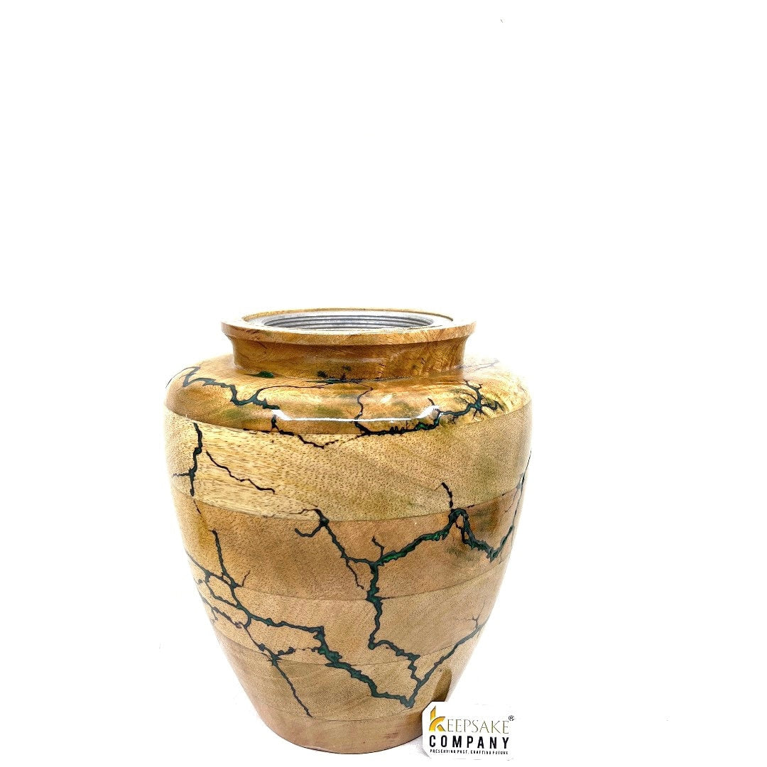 Fractal Burning Turn Wood Adult Cremation Urns - Wooden Urns for Ashes – Threaded Lid Funeral Urn for Human Ashes or Pet Urn for Ashes