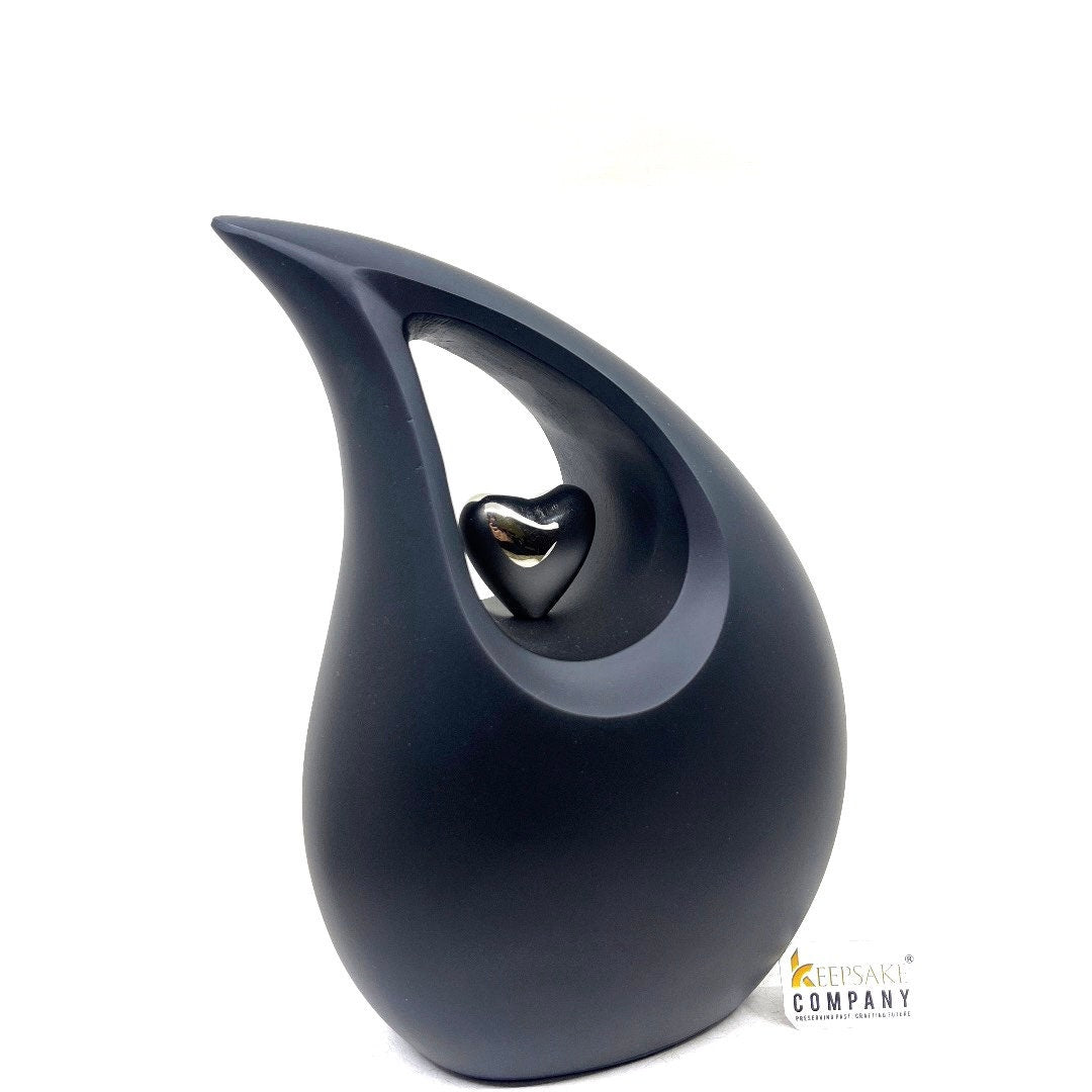 Black Matte Teardrop Urns for Ashes  - urns for human ashes adult female - Urn - Urns - Cremation Urns for Adult Ashes - Personalized Urn