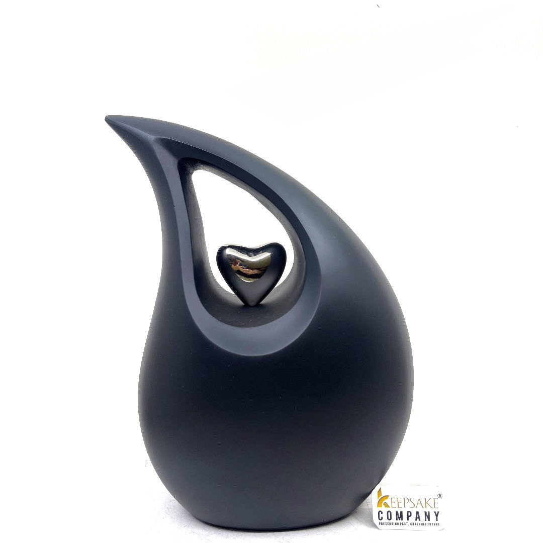 Black Matte Teardrop Urns for Ashes  - urns for human ashes adult female - Urn - Urns - Cremation Urns for Adult Ashes - Personalized Urn