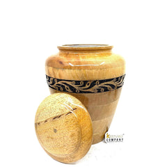 Wooden Carved Adult Cremation Urns - Wooden Urns for Ashes – Threaded Lid Funeral Urn for Human Ashes or Pet Urn for Ashes - Memorial Urn