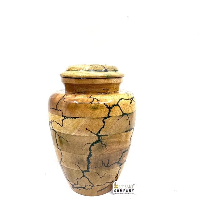 Wooden Fractal Burning Cremation Urns - Wooden Urns for Ashes – Threaded Lid Funeral Urn for Human Ashes or Pet Urn for Ashes - Memorial Urn