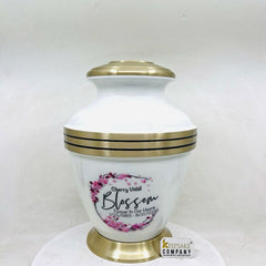 White Cremation Urns for Adult Ashes with Golden Band - Urns for Ashes Adult Male - Urns for Human Ashes - Decorative Urns from Keepsake Co.